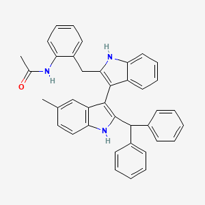 molecular formula C39H33N3O B14781320 N-(2-((2'-Benzhydryl-5'-methyl-1H,1'H-[3,3'-biindol]-2-yl)methyl)phenyl)acetamide 