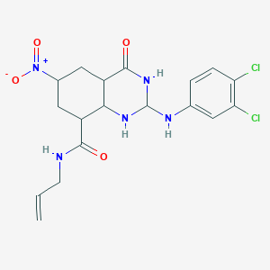 2-(3,4-dichloroanilino)-6-nitro-4-oxo-N-prop-2-enyl-2,3,4a,5,6,7,8,8a-octahydro-1H-quinazoline-8-carboxamide