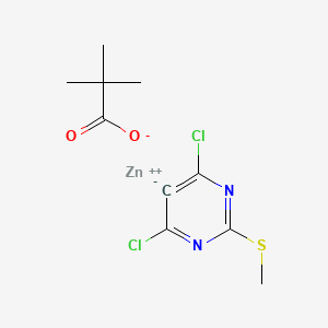 molecular formula C10H12Cl2N2O2SZn B14781440 zinc;4,6-dichloro-2-methylsulfanyl-5H-pyrimidin-5-ide;2,2-dimethylpropanoate 