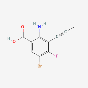 molecular formula C10H7BrFNO2 B14781485 2-Amino-5-bromo-4-fluoro-3-(prop-1-yn-1-yl)benzoic acid 