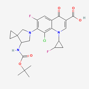 molecular formula C24H26ClF2N3O5 B14781541 7-((S)-7-((tert-Butoxycarbonyl)amino)-5-azaspiro[2.4]heptan-5-yl)-8-chloro-6-fluoro-1-((1R,2S)-2-fluorocyclopropyl)-4-oxo-1,4-dihydroquinoline-3-carboxylic acid 