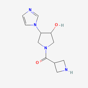 molecular formula C11H16N4O2 B1478157 氮杂环丁-3-基(3-羟基-4-(1H-咪唑-1-基)吡咯烷-1-基)甲酮 CAS No. 2098002-44-7