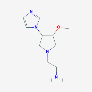 molecular formula C10H18N4O B1478158 2-(3-(1H-imidazol-1-yl)-4-methoxypyrrolidin-1-yl)ethan-1-amine CAS No. 2098002-53-8
