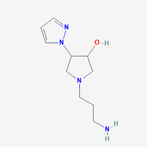 molecular formula C10H18N4O B1478159 1-(3-氨基丙基)-4-(1H-吡唑-1-基)吡咯烷-3-醇 CAS No. 2098002-70-9