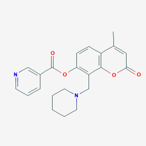 4-Methyl-2-oxo-8-(piperidin-1-ylmethyl)-2H-chromen-7-yl nicotinate