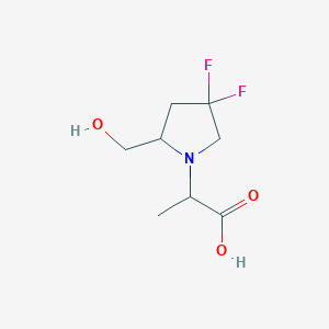 molecular formula C8H13F2NO3 B1478171 2-(4,4-二氟-2-(羟甲基)吡咯烷-1-基)丙酸 CAS No. 2089691-68-7