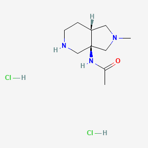 molecular formula C10H21Cl2N3O B1478193 N-[(3Ar,7aR)-2-methyl-3,4,5,6,7,7a-hexahydro-1H-pyrrolo[3,4-c]pyridin-3a-yl]acetamide;dihydrochloride CAS No. 2206609-02-9