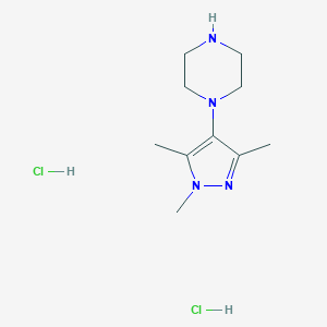 molecular formula C10H20Cl2N4 B1478198 1-(1,3,5-三甲基-1H-吡唑-4-基)哌嗪二盐酸盐 CAS No. 1949815-74-0