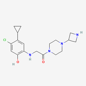 molecular formula C18H25ClN4O2 B14782064 1-(4-(Azetidin-3-yl)piperazin-1-yl)-2-((4-chloro-5-cyclopropyl-2-hydroxyphenyl)amino)ethan-1-one 