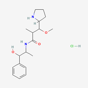 molecular formula C18H29ClN2O3 B14782102 N-(1-hydroxy-1-phenylpropan-2-yl)-3-methoxy-2-methyl-3-pyrrolidin-2-ylpropanamide;hydrochloride 