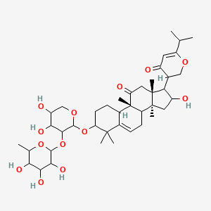 molecular formula C41H62O13 B14782124 3-[(9R,13R,14S)-3-[4,5-dihydroxy-3-(3,4,5-trihydroxy-6-methyloxan-2-yl)oxyoxan-2-yl]oxy-16-hydroxy-4,4,9,13,14-pentamethyl-11-oxo-1,2,3,7,8,10,12,15,16,17-decahydrocyclopenta[a]phenanthren-17-yl]-6-propan-2-yl-2,3-dihydropyran-4-one 