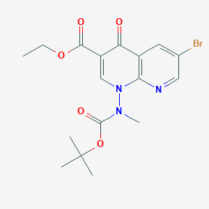 Ethyl 6-bromo-1-((tert-butoxycarbonyl)(methyl)amino)-4-oxo-1,4-dihydro-1,8-naphthyridine-3-carboxylate