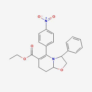 7H-Oxazolo[3,2-a]pyridine-6-carboxylic acid, 2,3,8,8a-tetrahydro-5-(4-nitrophenyl)-3-phenyl-, ethyl ester, (3R,8aR)-