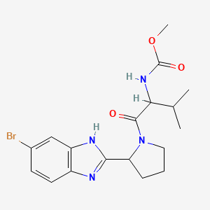 molecular formula C18H23BrN4O3 B14782535 {1-[2-(6-Bromo-1H-benzoimidazol-2-yl)-pyrrolidine-1-carbonyl]-2-methyl-propyl}-carbamic acid methyl ester 