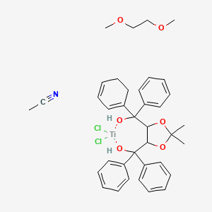 Acetonitrile;cyclohexa-1,3-dien-1-yl-[5-[hydroxy(diphenyl)methyl]-2,2-dimethyl-1,3-dioxolan-4-yl]-phenylmethanol;dichlorotitanium;1,2-dimethoxyethane