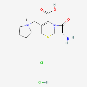 molecular formula C13H21Cl2N3O3S B14782640 7-Amino-3-[(1-methylpyrrolidin-1-ium-1-yl)methyl]-8-oxo-5-thia-1-azabicyclo[4.2.0]oct-2-ene-2-carboxylic acid;chloride;hydrochloride 