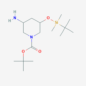 molecular formula C16H34N2O3Si B14782650 Tert-butyl 3-amino-5-[tert-butyl(dimethyl)silyl]oxypiperidine-1-carboxylate 