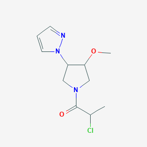 molecular formula C11H16ClN3O2 B1478280 2-chloro-1-(3-methoxy-4-(1H-pyrazol-1-yl)pyrrolidin-1-yl)propan-1-one CAS No. 2097956-93-7