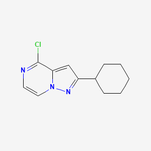 molecular formula C12H14ClN3 B1478313 4-Chloro-2-cyclohexylpyrazolo[1,5-a]pyrazine CAS No. 2097975-99-8