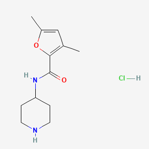 molecular formula C12H19ClN2O2 B1478317 3,5-ジメチル-N-(ピペリジン-4-イル)フラン-2-カルボン酸アミド塩酸塩 CAS No. 1840265-41-9