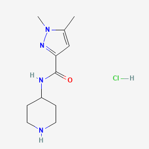 molecular formula C11H19ClN4O B1478320 1,5-dimethyl-N-(piperidin-4-yl)-1H-pyrazole-3-carboxamide hydrochloride CAS No. 2038441-27-7