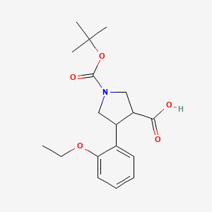 molecular formula C18H25NO5 B1478335 1-(Tert-butoxycarbonyl)-4-(2-ethoxyphenyl)pyrrolidine-3-carboxylic acid CAS No. 1366914-01-3