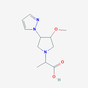molecular formula C11H17N3O3 B1478371 2-(3-methoxy-4-(1H-pyrazol-1-yl)pyrrolidin-1-yl)propanoic acid CAS No. 2097949-63-6