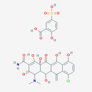 (4S,4aR,5S,5aR,12aR)-7-chloro-4-(dimethylamino)-1,5,10,11,12a-pentahydroxy-6-methylidene-3,12-dioxo-4,4a,5,5a-tetrahydrotetracene-2-carboxamide,2-hydroxy-5-sulfobenzoic acid