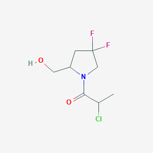 molecular formula C8H12ClF2NO2 B1478376 2-氯-1-(4,4-二氟-2-(羟甲基)吡咯烷-1-基)丙酮 CAS No. 2092568-55-1