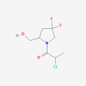 molecular formula C8H12ClF2NO2 B1478376 1-(4,4-二氟-2-羟甲基吡咯烷-1-基)-2-氯丙-1-酮 CAS No. 2092568-55-1