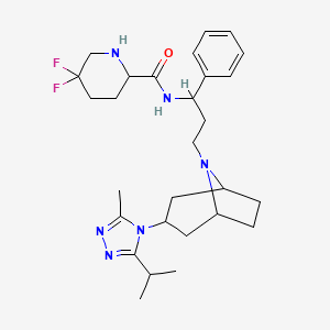 5,5-Difluoro-N-[3-[3-(3-methyl-5-propan-2-yl-1,2,4-triazol-4-yl)-8-azabicyclo[3.2.1]octan-8-yl]-1-phenylpropyl]piperidine-2-carboxamide