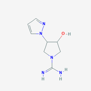 molecular formula C8H13N5O B1478380 3-hydroxy-4-(1H-pyrazol-1-yl)pyrrolidine-1-carboximidamide CAS No. 2097994-22-2