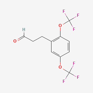 molecular formula C11H8F6O3 B14783838 (2,5-Bis(trifluoromethoxy)phenyl)propanal 