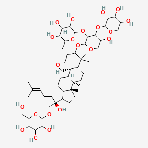 (8R,10S,14R)-17-[(2S)-2-hydroxy-6-methyl-1-[3,4,5-trihydroxy-6-(hydroxymethyl)oxan-2-yl]oxyhept-5-en-2-yl]-3-[5-hydroxy-3-(3,4,5-trihydroxy-6-methyloxan-2-yl)oxy-4-(3,4,5-trihydroxyoxan-2-yl)oxyoxan-2-yl]oxy-4,4,8,14-tetramethyl-2,3,5,6,7,9,11,12,13,15,16,17-dodecahydro-1H-cyclopenta[a]phenanthrene-10-carbaldehyde