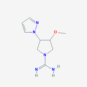 molecular formula C9H15N5O B1478395 3-methoxy-4-(1H-pyrazol-1-yl)pyrrolidine-1-carboximidamide CAS No. 2097956-98-2
