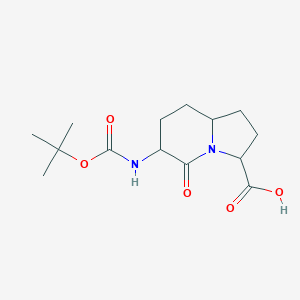 molecular formula C14H22N2O5 B14784100 6-[(2-methylpropan-2-yl)oxycarbonylamino]-5-oxo-2,3,6,7,8,8a-hexahydro-1H-indolizine-3-carboxylic acid 