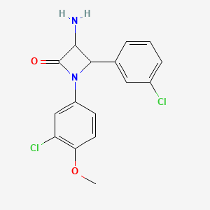 molecular formula C16H14Cl2N2O2 B14784133 3-Amino-1-(3-chloro-4-methoxyphenyl)-4-(3-chlorophenyl)azetidin-2-one 