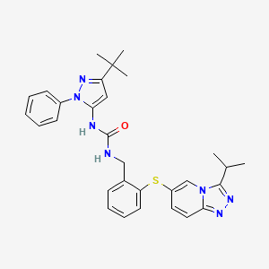 molecular formula C30H33N7OS B14784517 1-(3-Tert-Butyl-1-Phenyl-1h-Pyrazol-5-Yl)-3-(2-{[3-(1-Methylethyl)[1,2,4]triazolo[4,3-A]pyridin-6-Yl]sulfanyl}benzyl)urea 