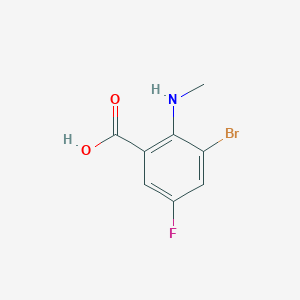 molecular formula C8H7BrFNO2 B14784532 3-Bromo-5-fluoro-2-(methylamino)benzoic acid 