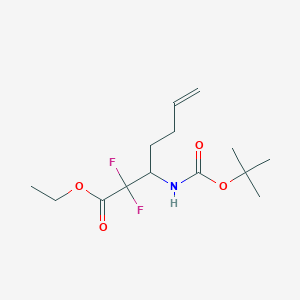 molecular formula C14H23F2NO4 B14784603 (S)-Ethyl 3-((tert-butoxycarbonyl)amino)-2,2-difluorohept-6-enoate 