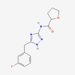 N-[5-[(3-fluorophenyl)methyl]-1H-1,2,4-triazol-3-yl]oxolane-2-carboxamide