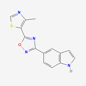 molecular formula C14H10N4OS B14784640 3-(1H-Indol-5-yl)-5-(4-methylthiazol-5-yl)-1,2,4-oxadiazole 