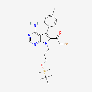 molecular formula C24H33BrN4O2Si B14784646 Ethanone, 1-[4-amino-7-[3-[[(1,1-dimethylethyl)dimethylsilyl]oxy]propyl]-5-(4-methylphenyl)-7H-pyrrolo[2,3-d]pyrimidin-6-yl]-2-bromo- 