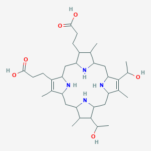 3-[18-(2-Carboxyethyl)-7,12-bis(1-hydroxyethyl)-3,8,13,17-tetramethyl-1,2,3,4,5,6,9,10,11,12,13,14,15,16,19,20,21,22,23,24-icosahydroporphyrin-2-yl]propanoic acid