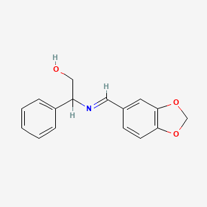 molecular formula C16H15NO3 B14785086 2-(1,3-Benzodioxol-5-ylmethylideneamino)-2-phenylethanol 