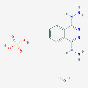 molecular formula C8H14N6O5S B14785172 (4-Hydrazinylphthalazin-1-yl)hydrazine;sulfuric acid;hydrate 