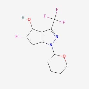 molecular formula C12H14F4N2O2 B14785252 (4S,5R)-5-Fluoro-1-(tetrahydro-2H-pyran-2-yl)-3-(trifluoromethyl)-1,4,5,6-tetrahydrocyclopenta[c]pyrazol-4-ol 