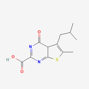 molecular formula C12H14N2O3S B14785263 6-methyl-5-(2-methylpropyl)-4-oxo-4aH-thieno[2,3-d]pyrimidine-2-carboxylic acid 