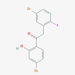 molecular formula C14H9Br2IO2 B14785269 Ethanone, 1-(4-bromo-2-hydroxyphenyl)-2-(5-bromo-2-iodophenyl)- 