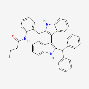 molecular formula C40H35N3O B14785309 N-(2-((2'-Benzhydryl-1H,1'H-[3,3'-biindol]-2-yl)methyl)phenyl)butyramide 